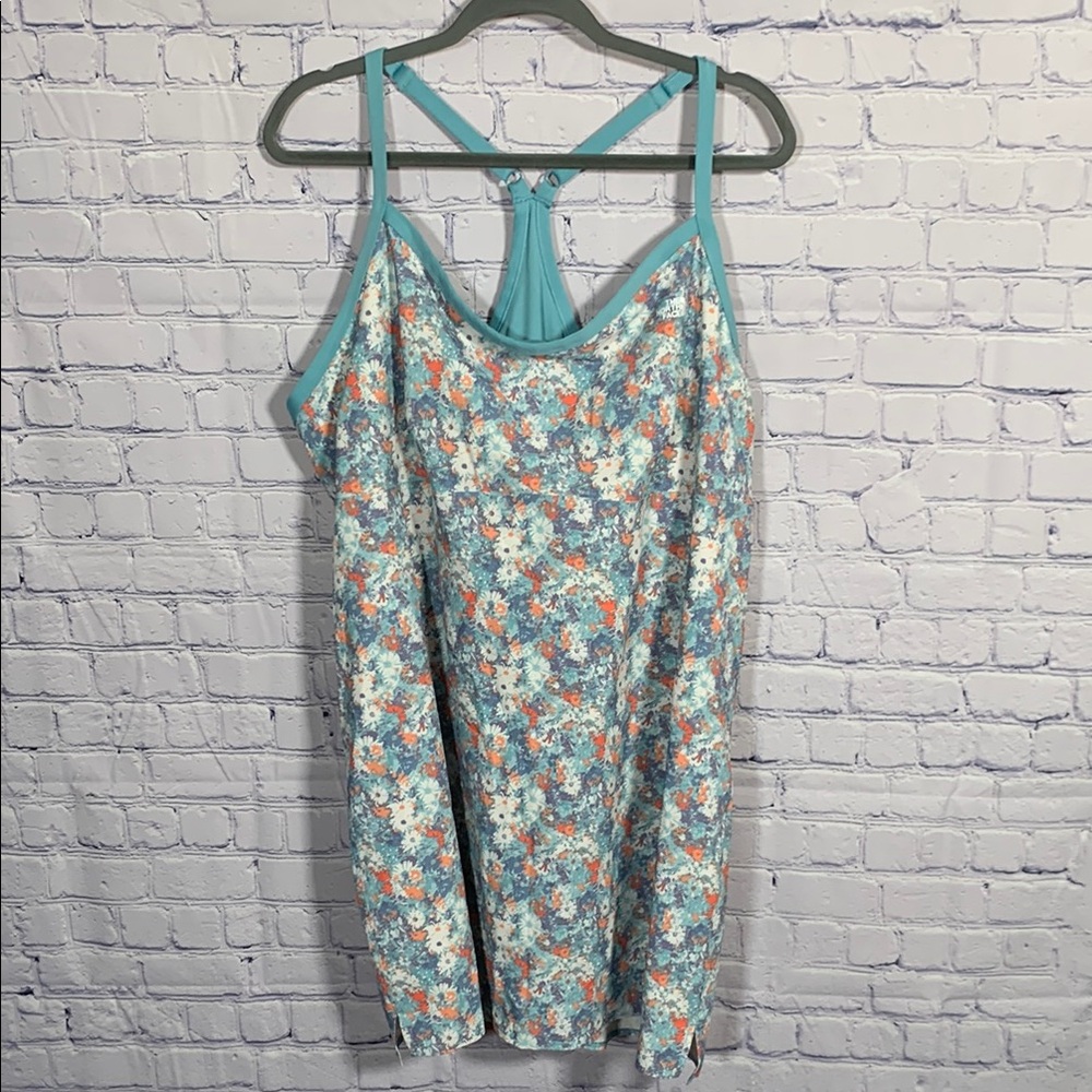 The North Face Women Mini Dress Built in Shorts Blue Floral Print Size 3X Summer